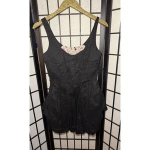 Anthropologie Maeve Devereaux Dress Black Bubble Corset Sz 4 Zipup Side Pockets